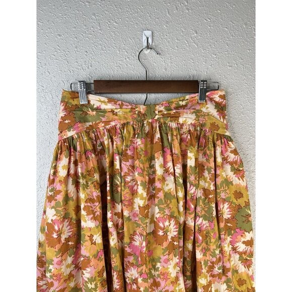 Zimmermann Twist Waist Skirt In Colorful Floral Midi Size 1 | US 6 - Picture 5 of 13